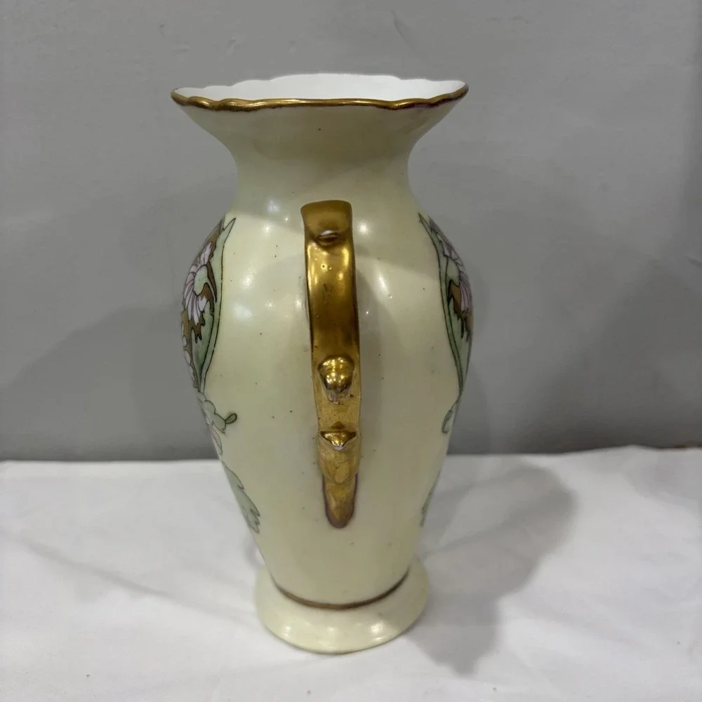 Limoges Vase Hand Painted Floral‎ Daisies Gold Gilded Trim Vintage 8